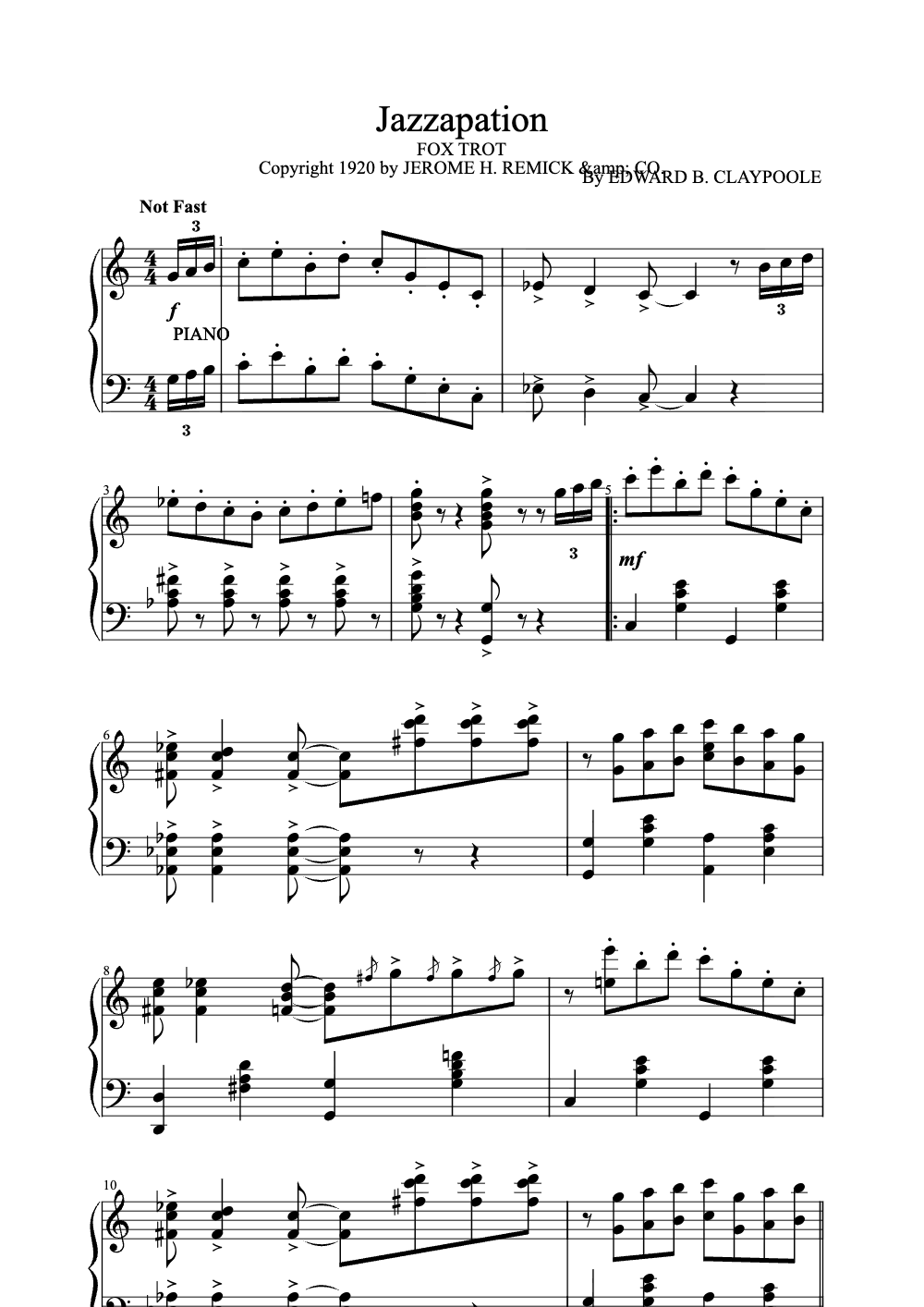 Sheet music preview for Jazzapation
