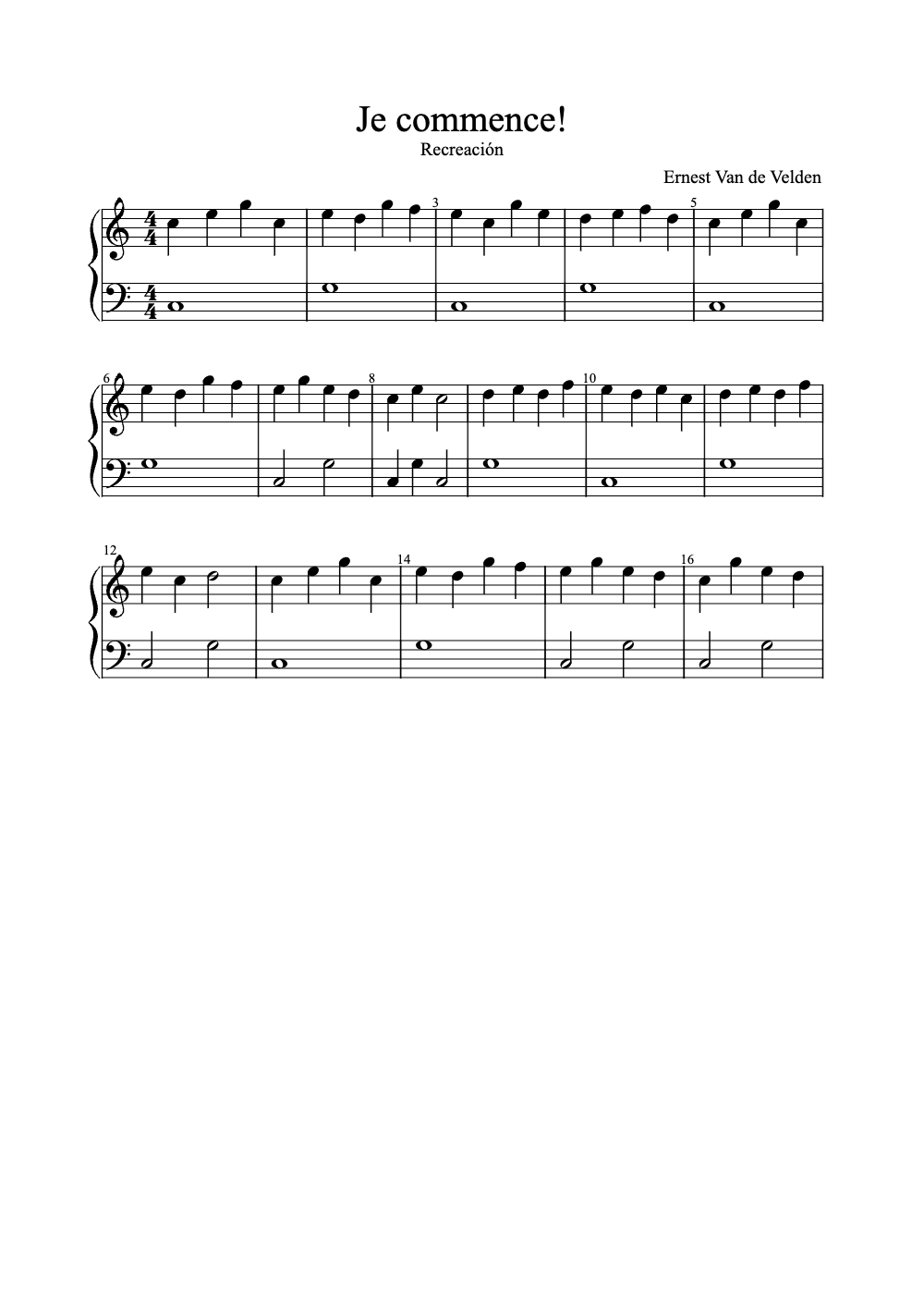 Sheet music preview for Je Commence!
