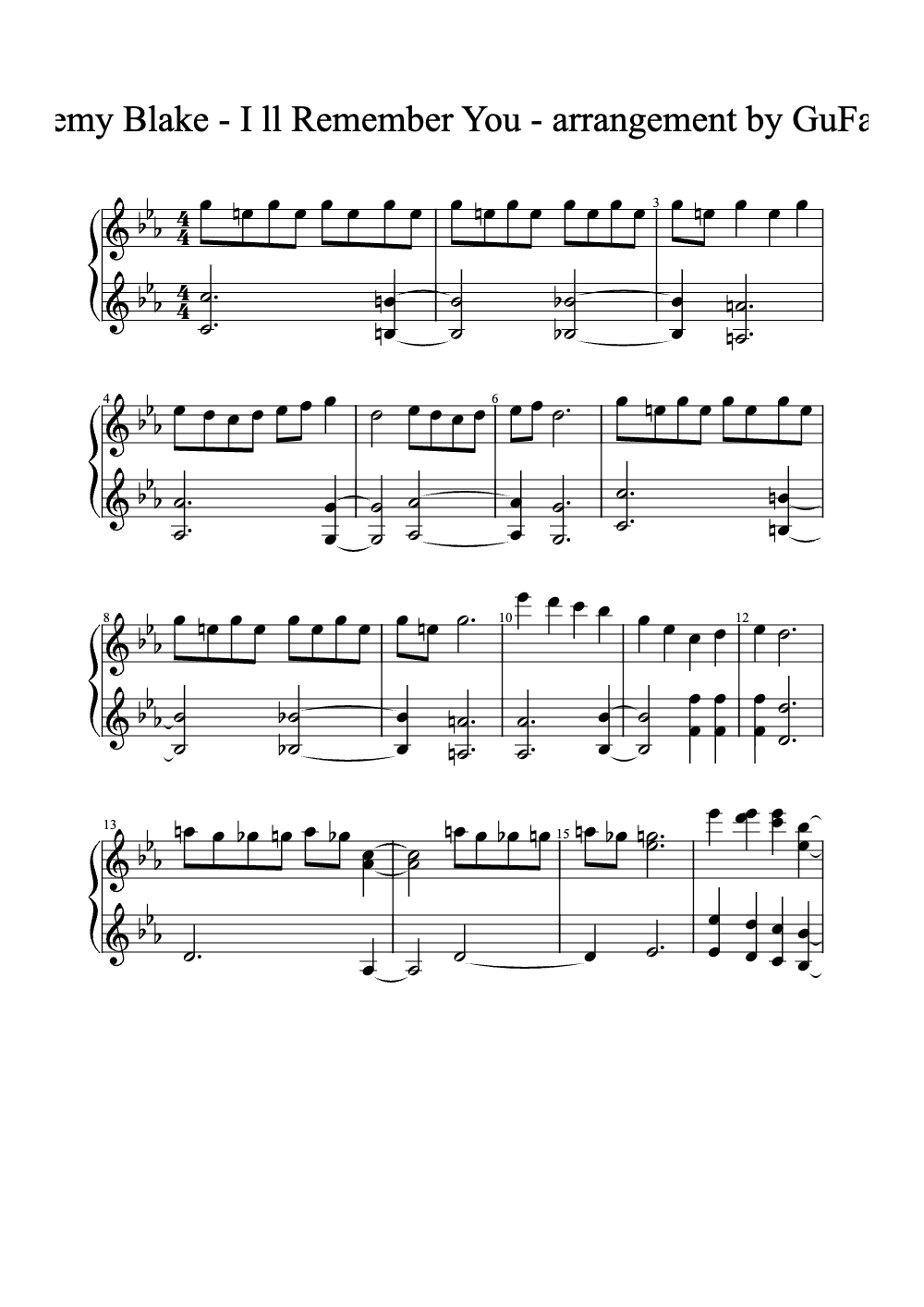 Sheet music preview for I'll Remember You