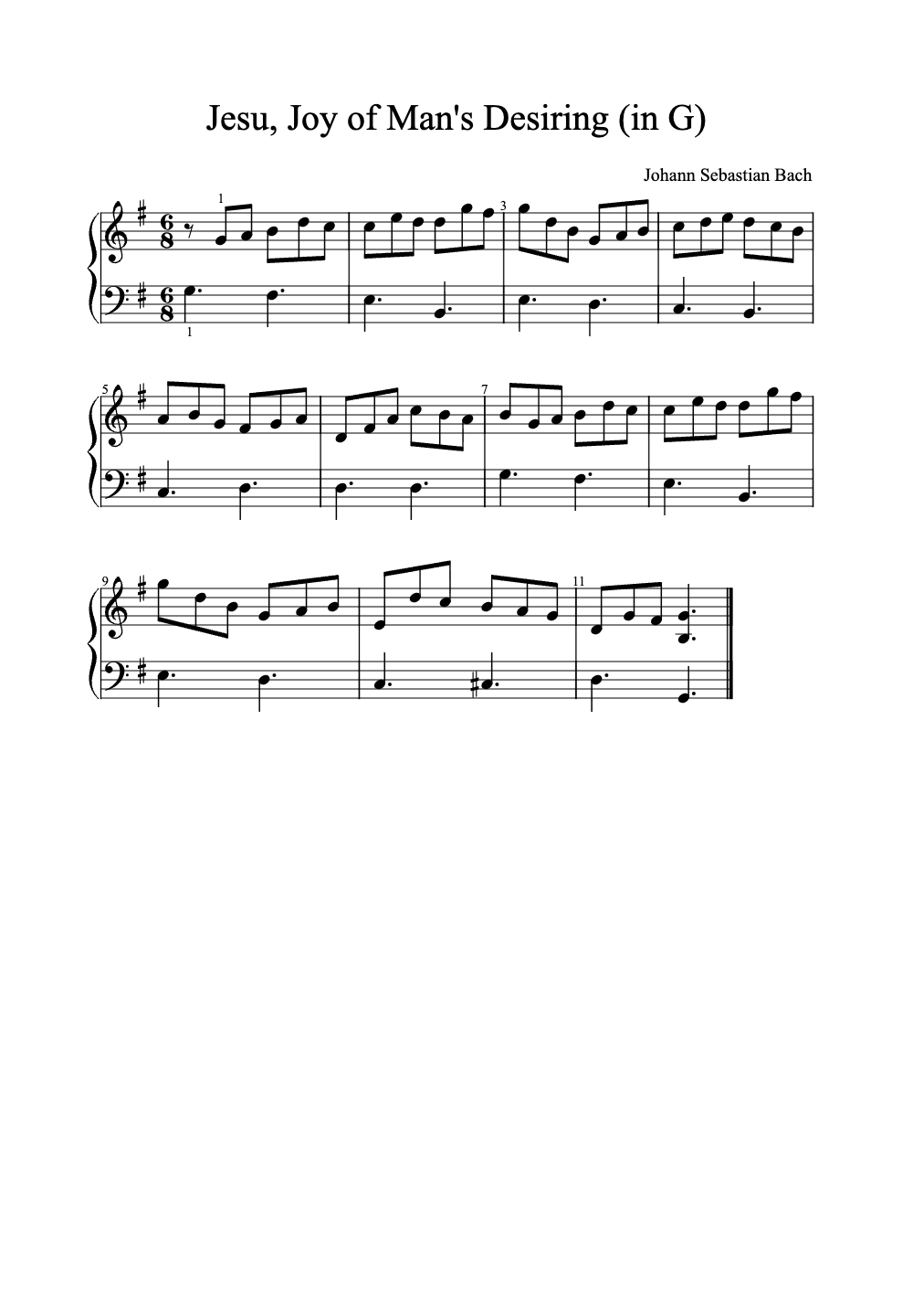 Sheet music preview for Jesu, Joy of Man's Desiring