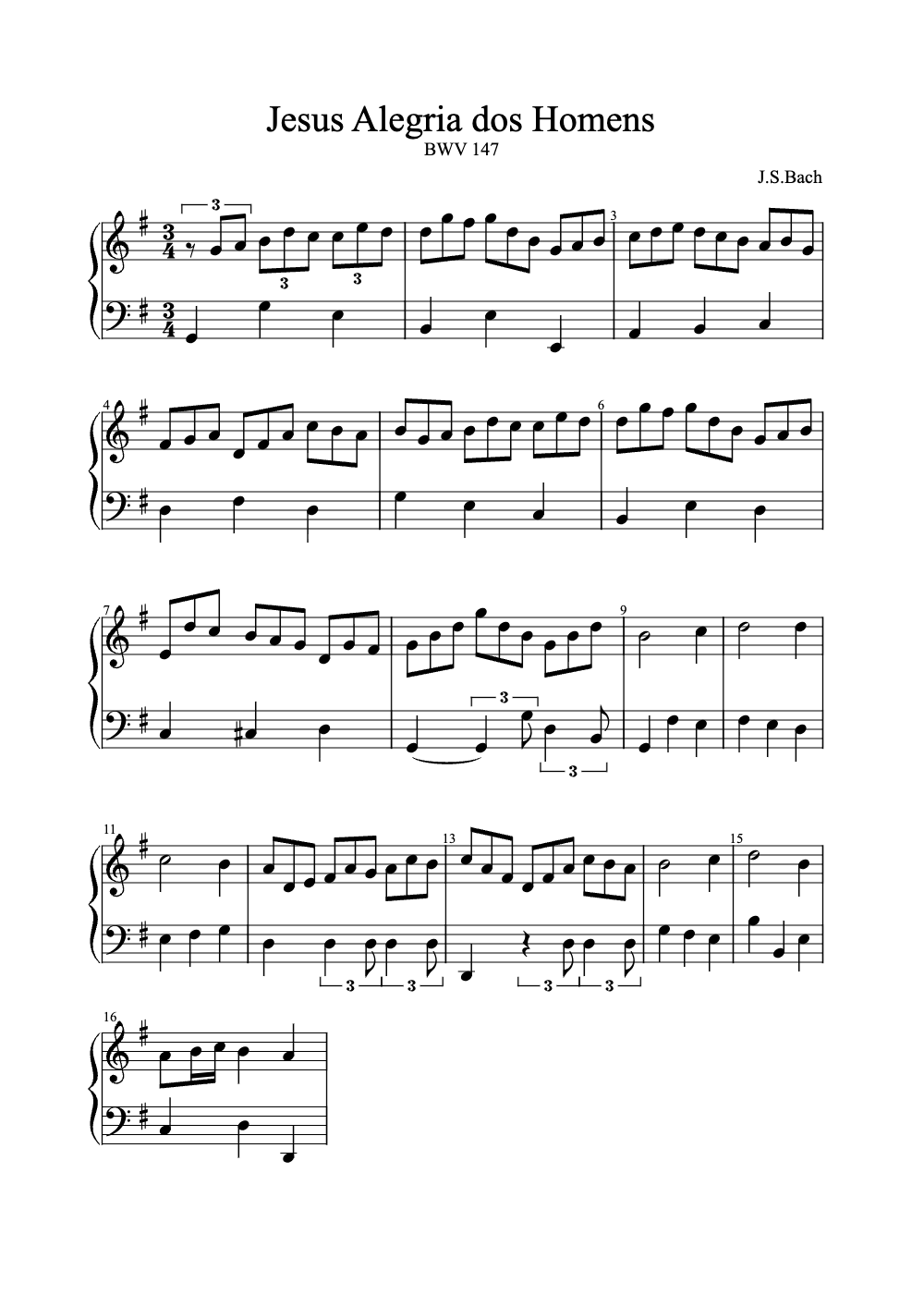 Sheet music preview for Jesus Alegría de los Hombres
