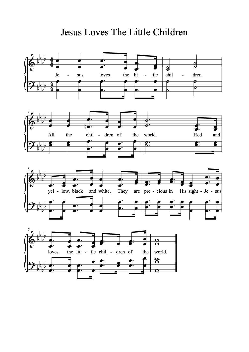 Sheet music preview for Jesus Loves the Little Children