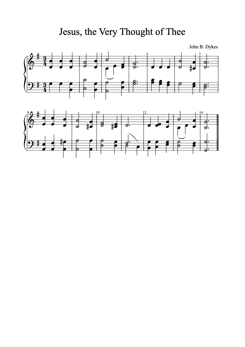 Sheet music preview for Jesus, the Very Thought of Thee