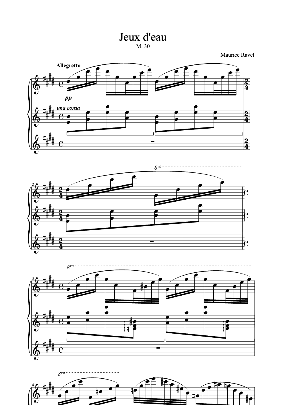 Sheet music preview for Jeux D'eau