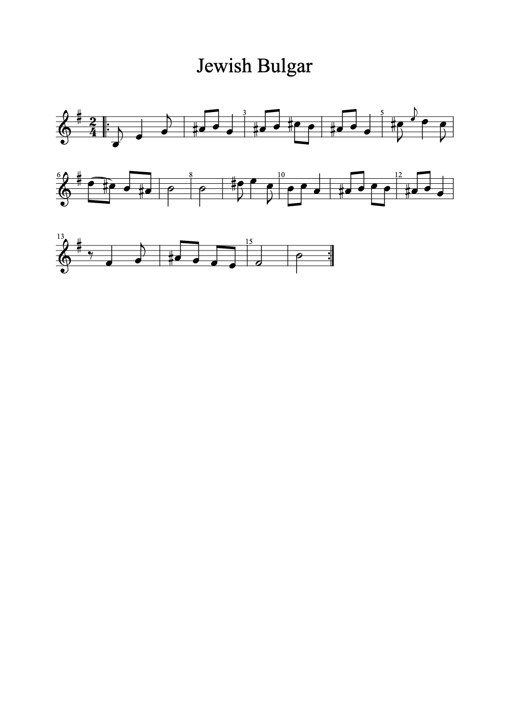 Sheet music preview for Jewish Bulgar