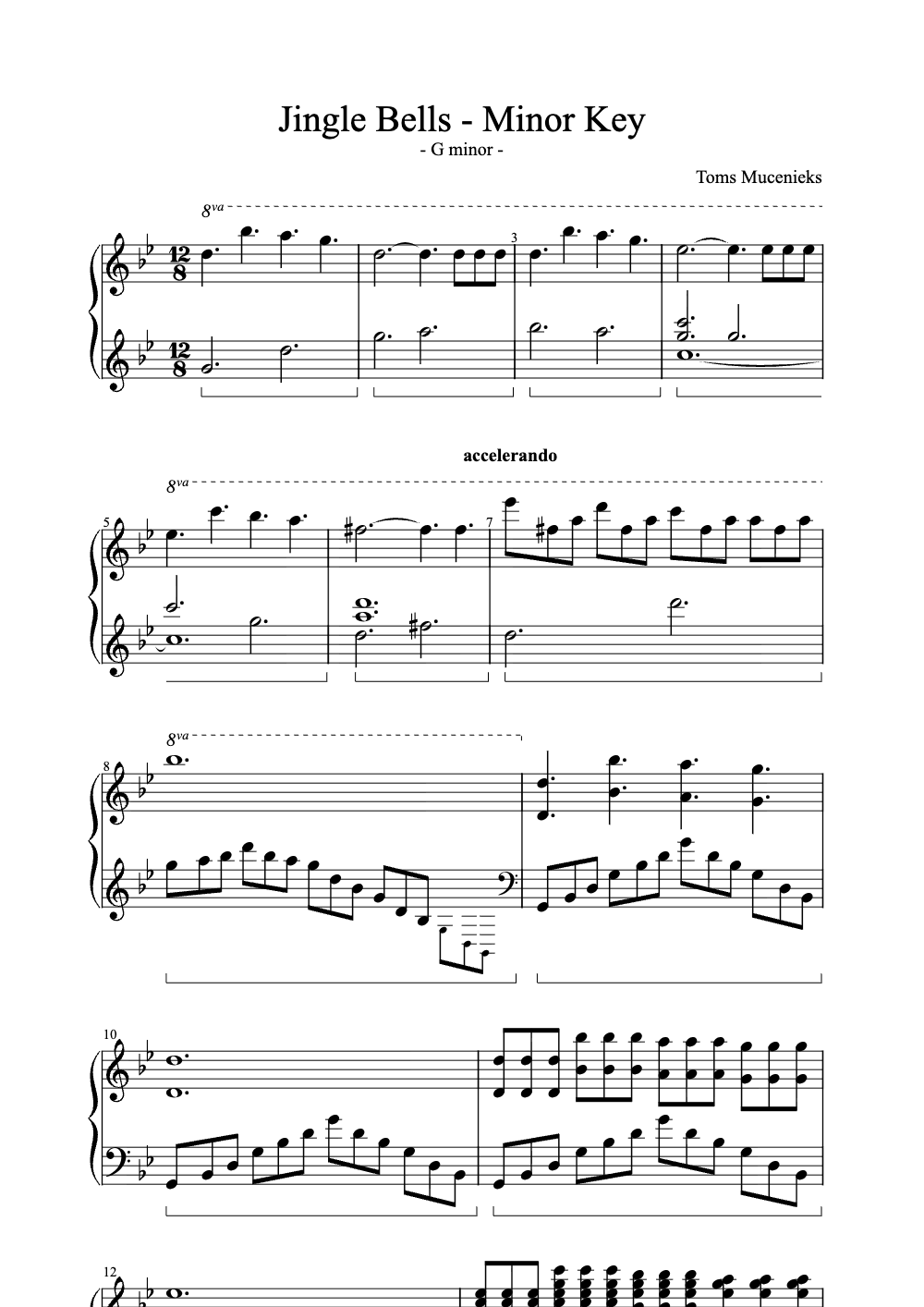 Sheet music preview for Jingle Bells