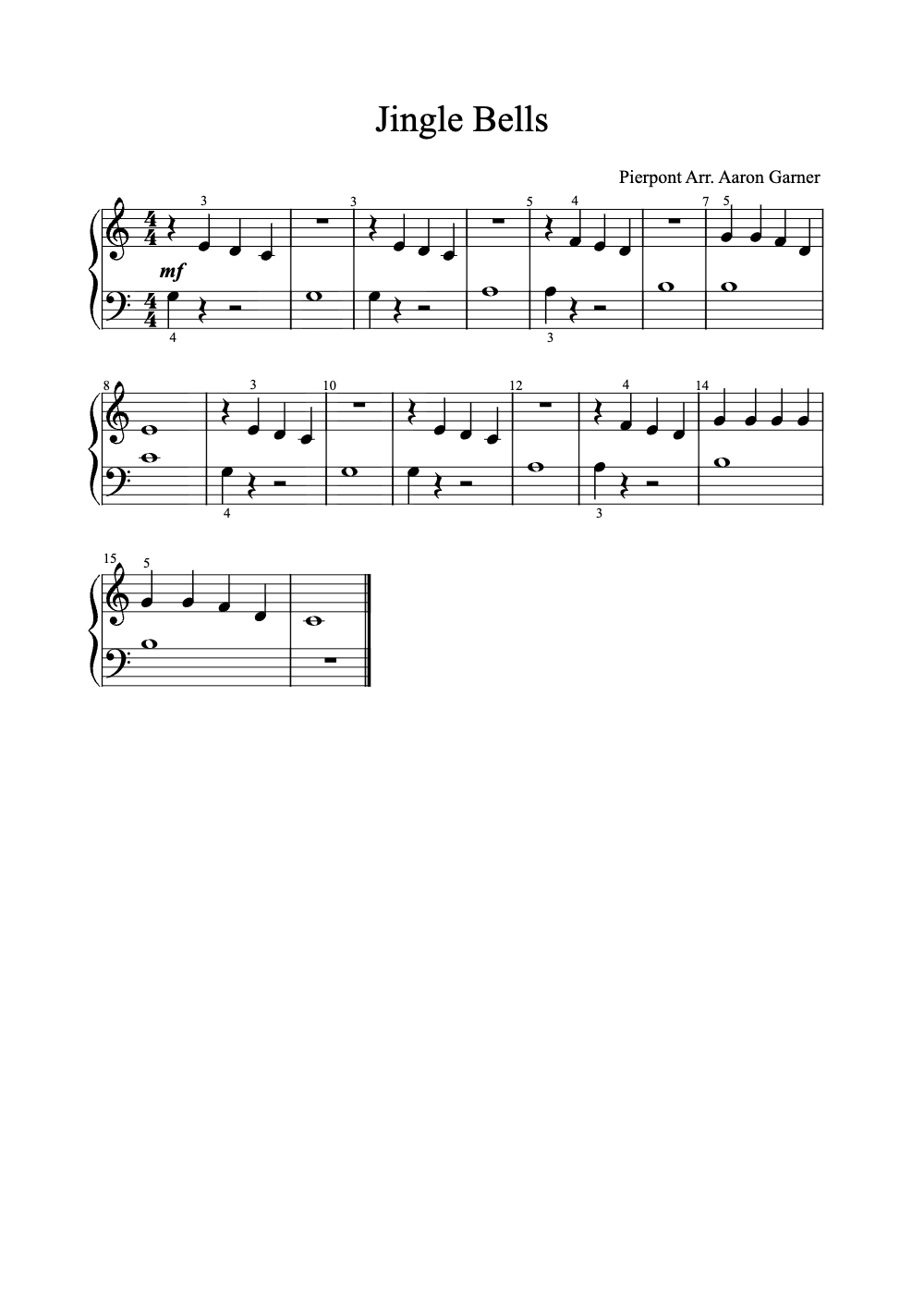Sheet music preview for Jingle Bells