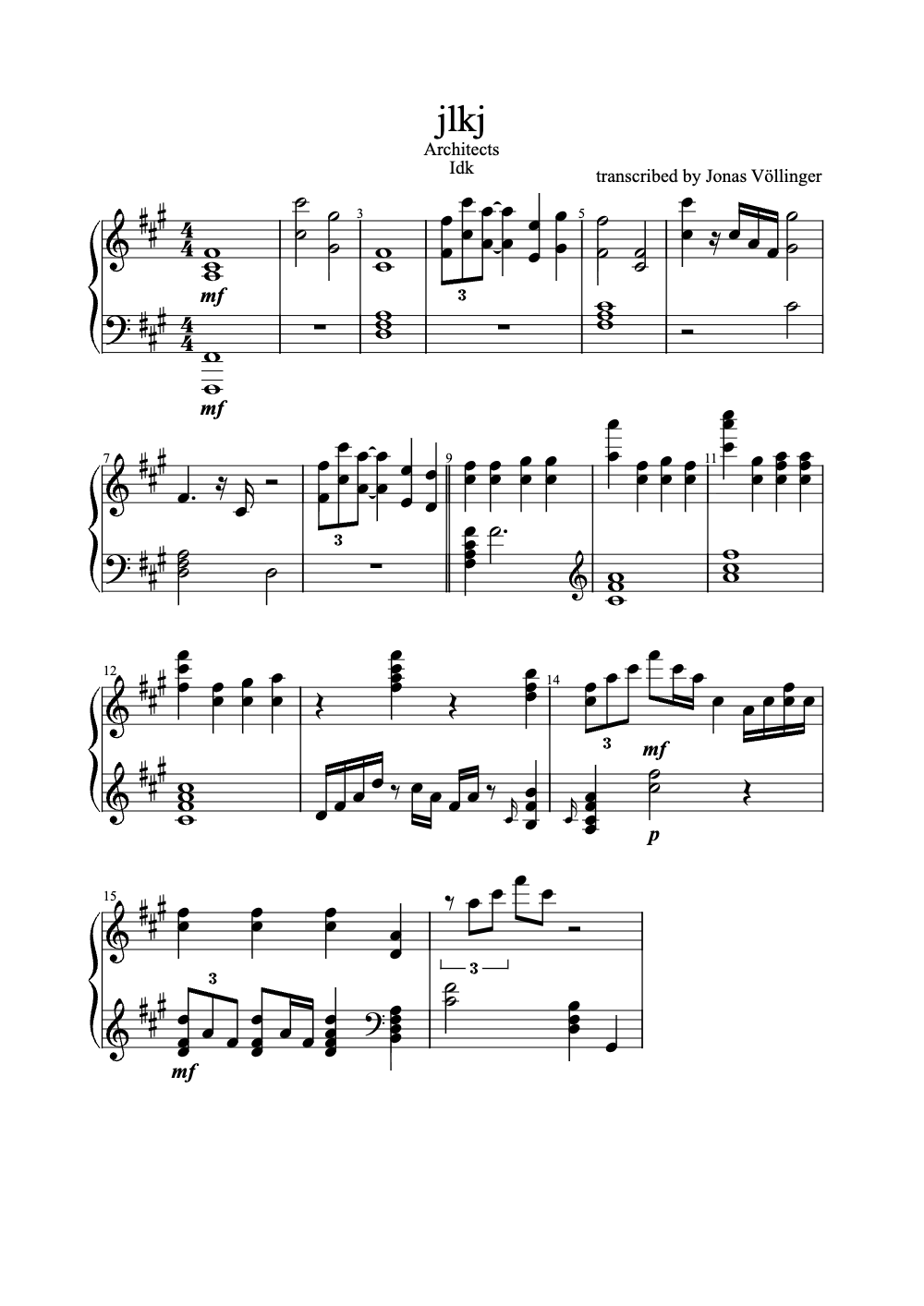 Sheet music preview for jlkj