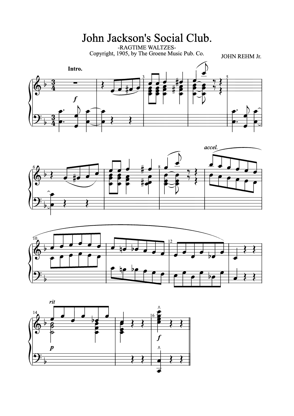 Sheet music preview for John Jackson's Social Club