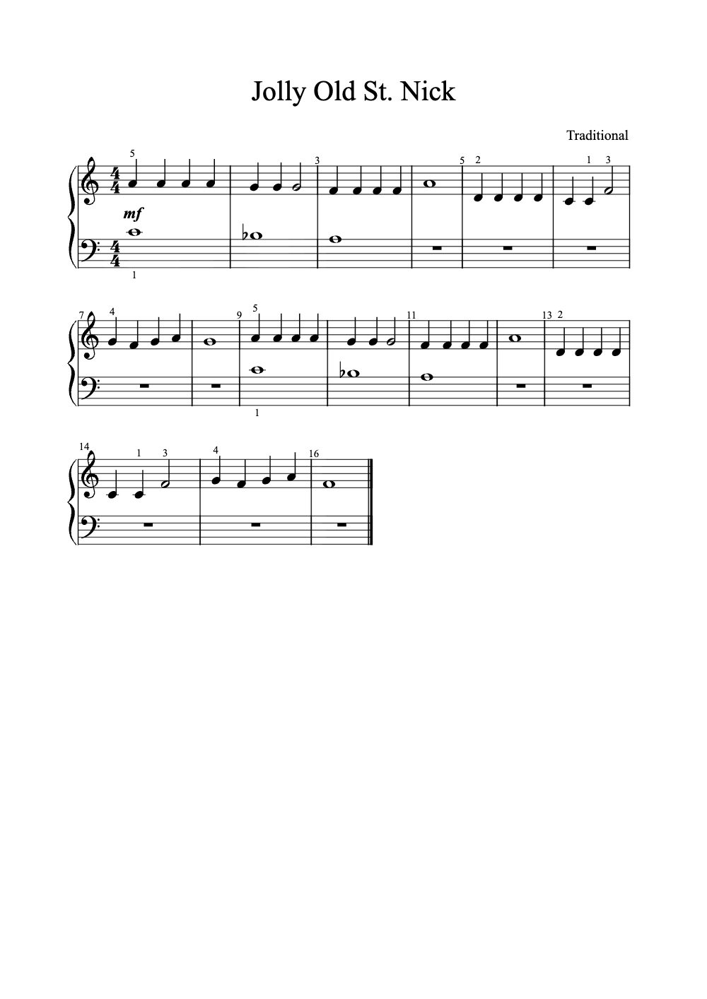 Sheet music preview for Jolly Old St. Nick
