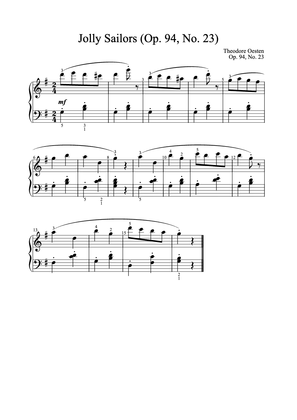 Sheet music preview for Jolly Sailors