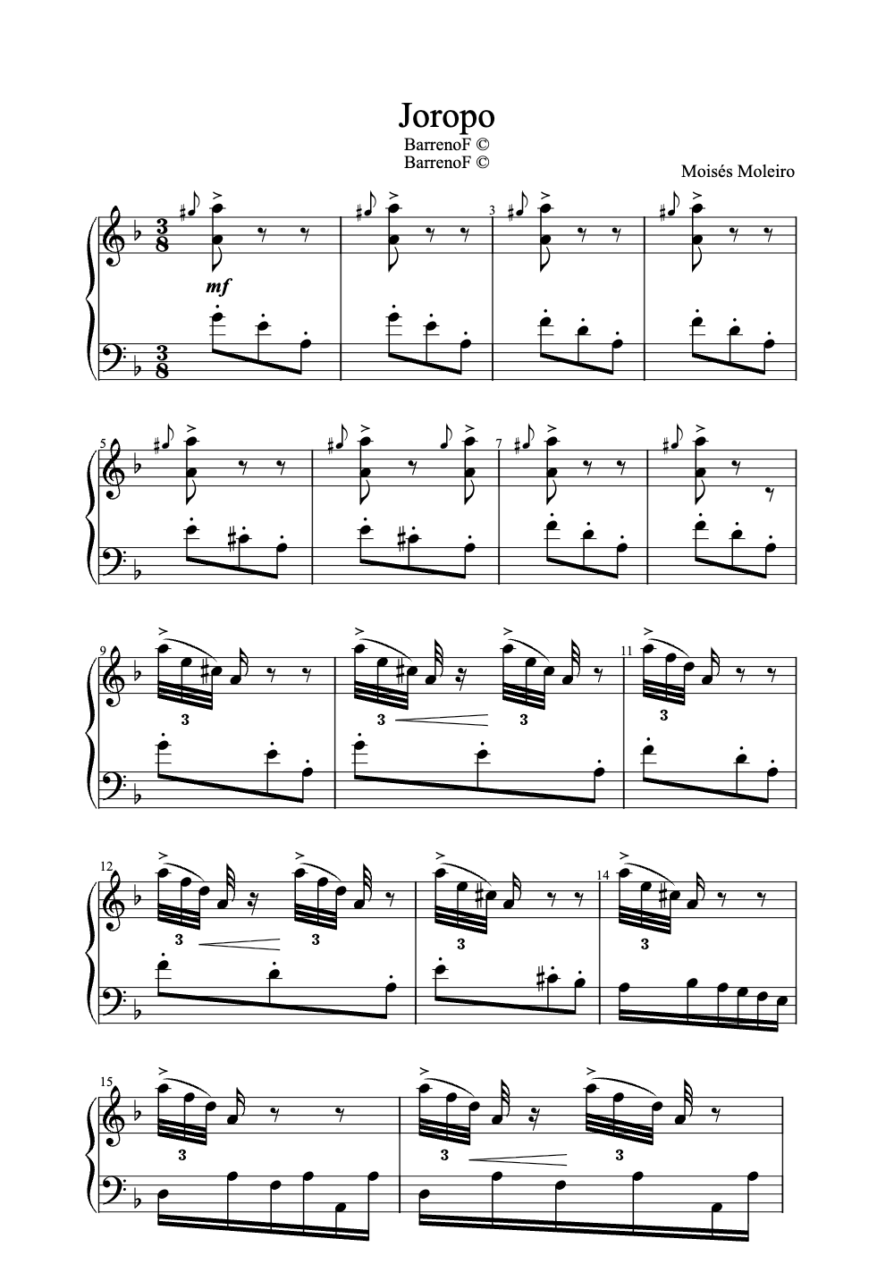 Sheet music preview for Joropo