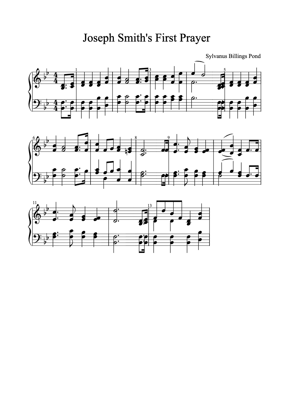 Sheet music preview for Joseph Smith's First Prayer