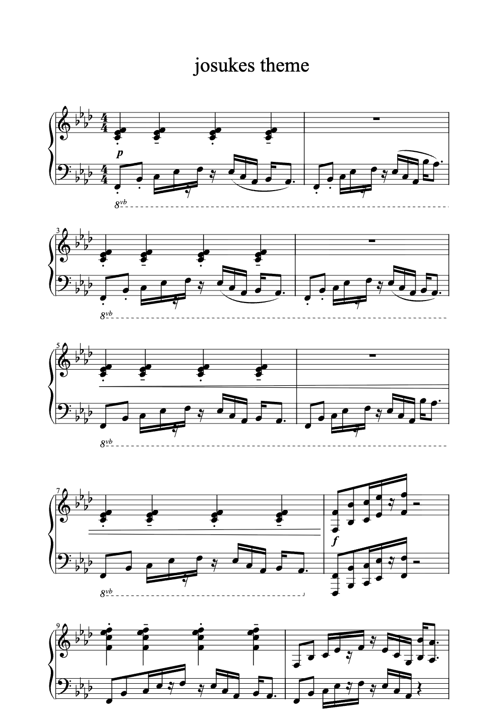 Sheet music preview for Josuke's Theme