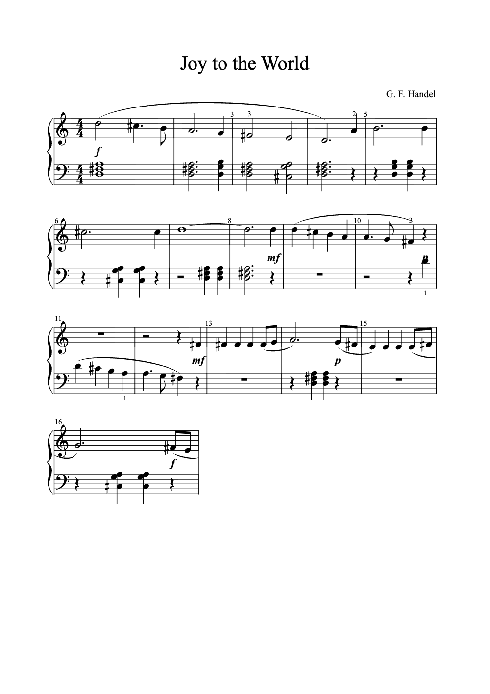 Sheet music preview for Joy to the World
