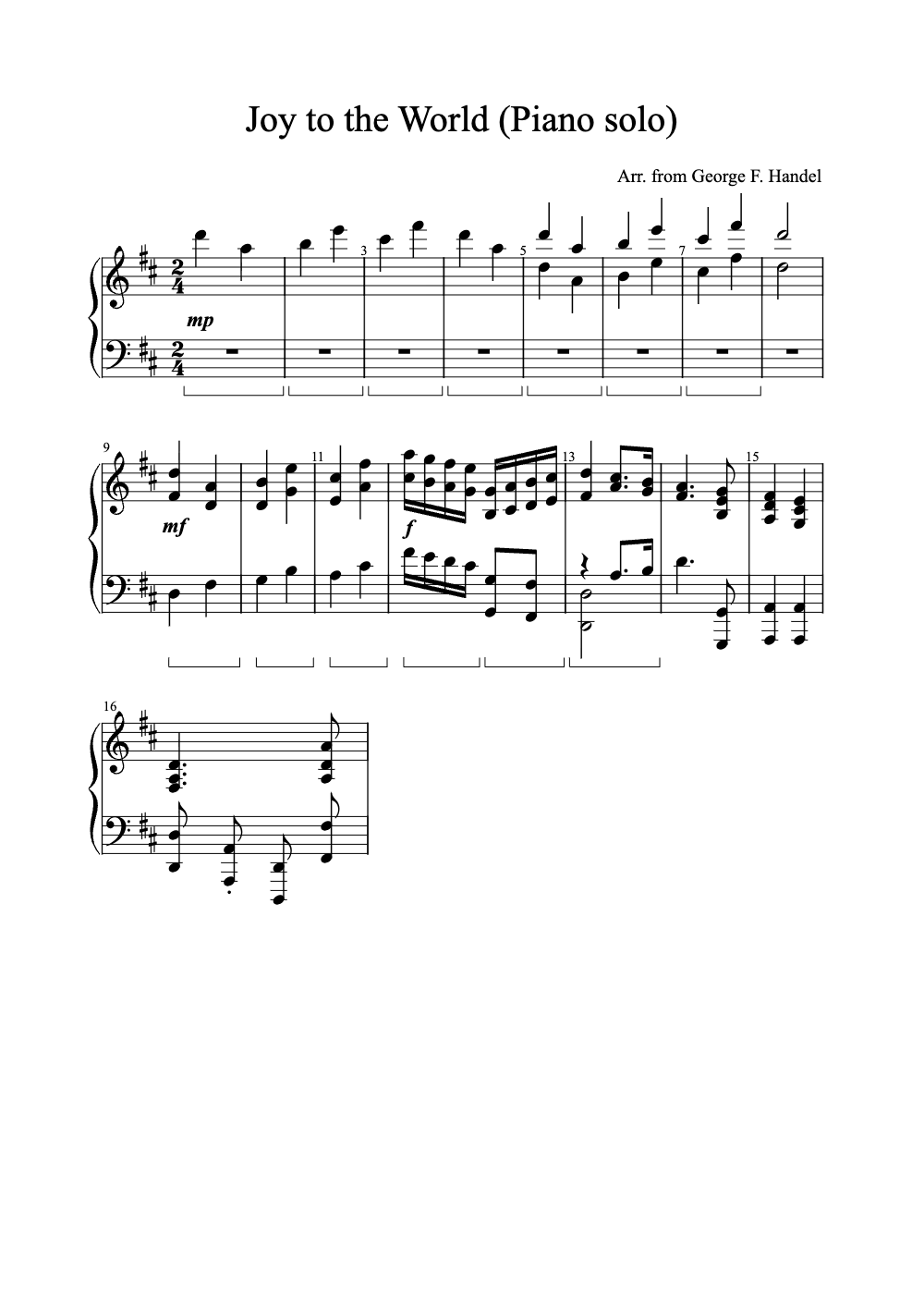 Sheet music preview for Joy to the World