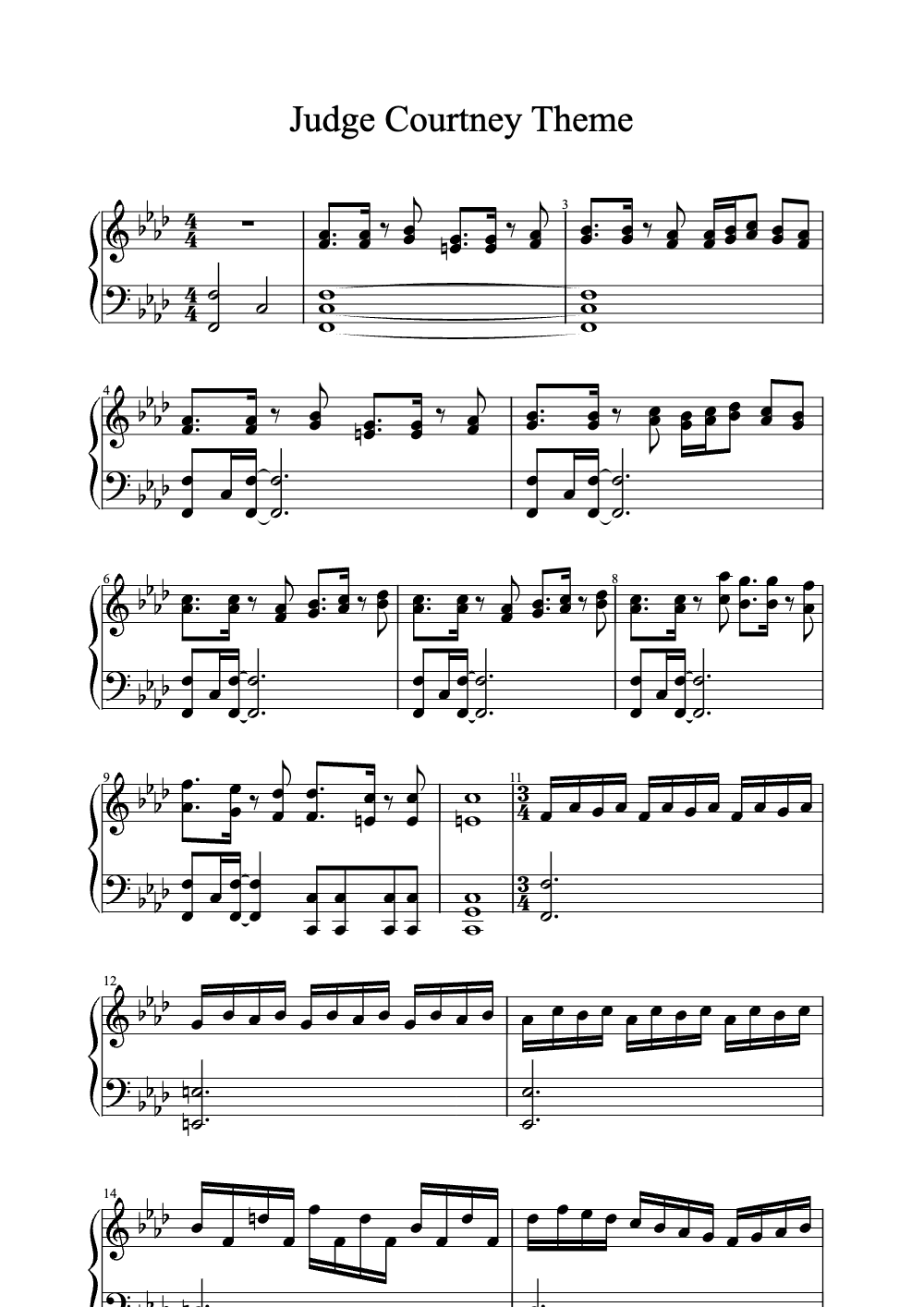 Sheet music preview for Judge Courtney Theme