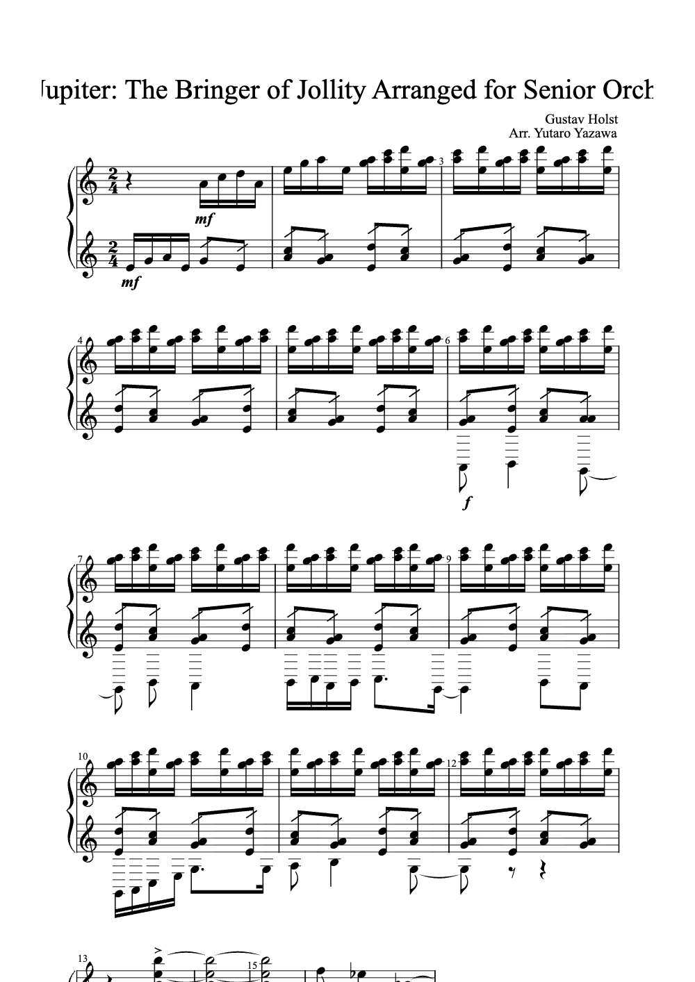 Sheet music preview for Jupiter: The Bringer of Jollity