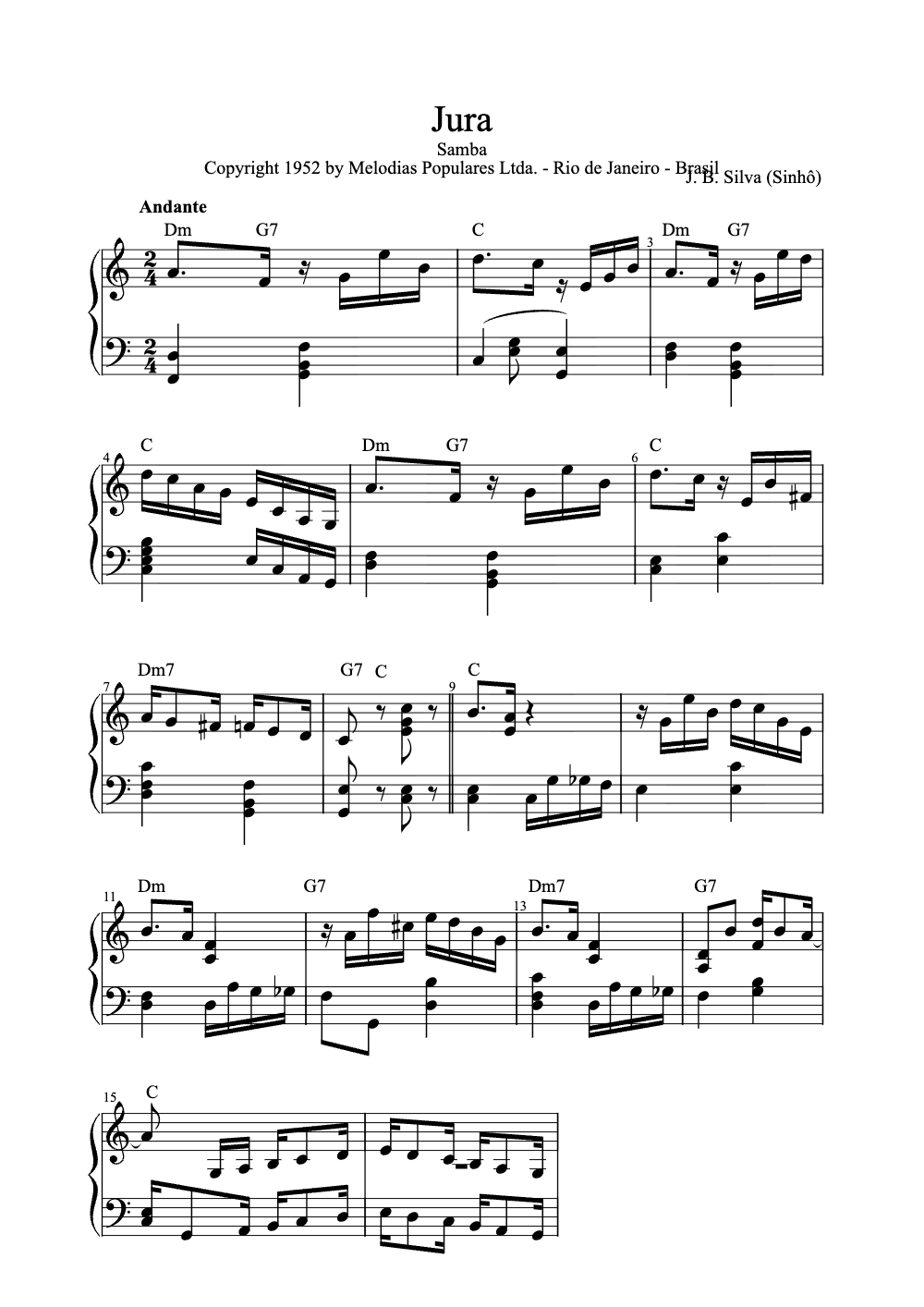 Sheet music preview for Jura