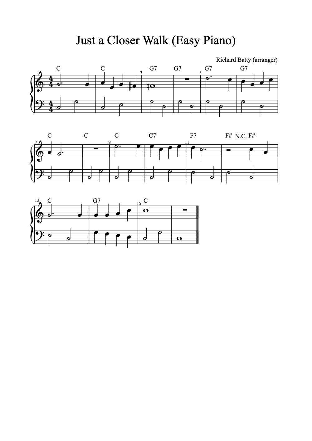 Sheet music preview for Just a Closer Walk