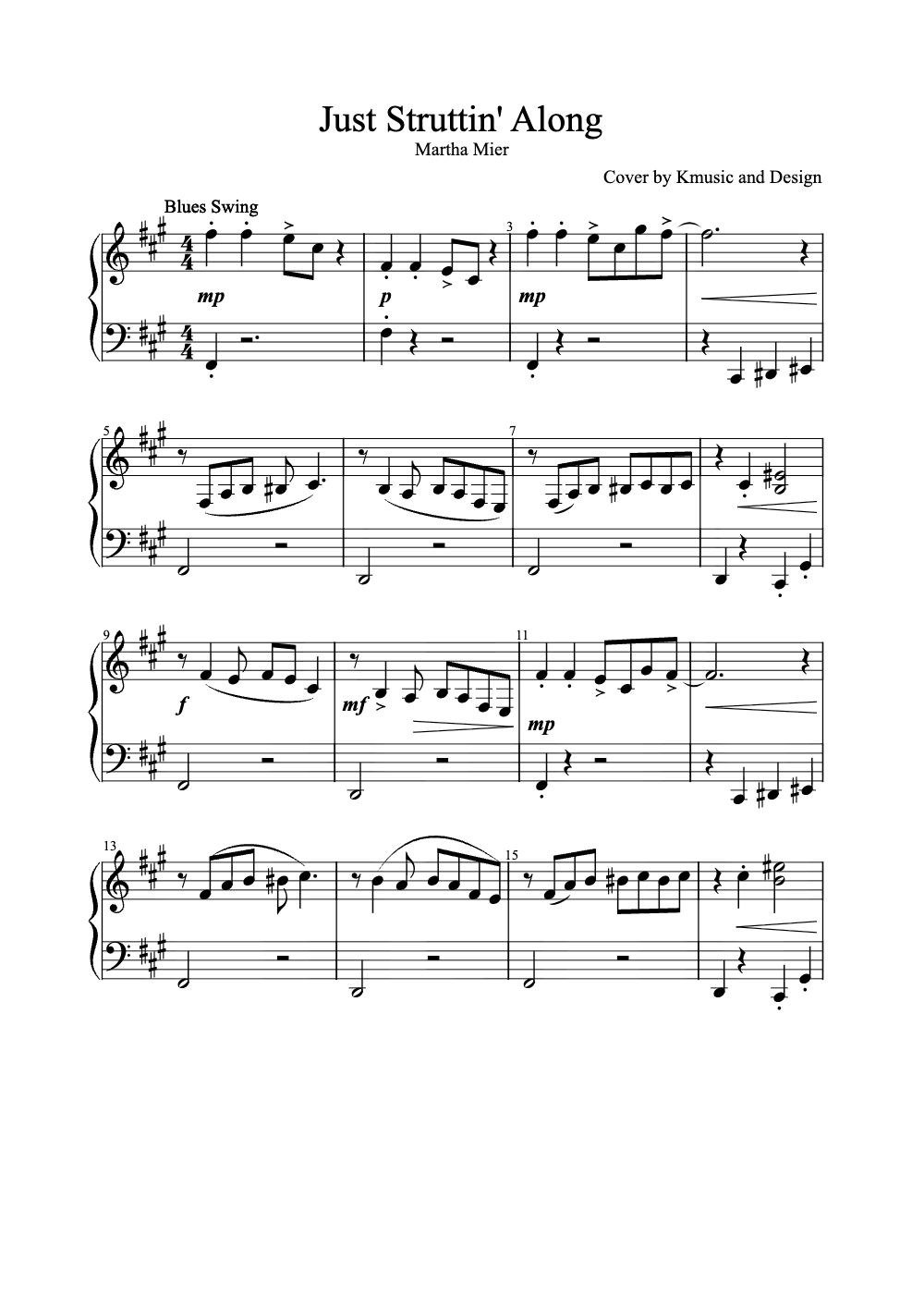 Sheet music preview for Just Struttin' Along