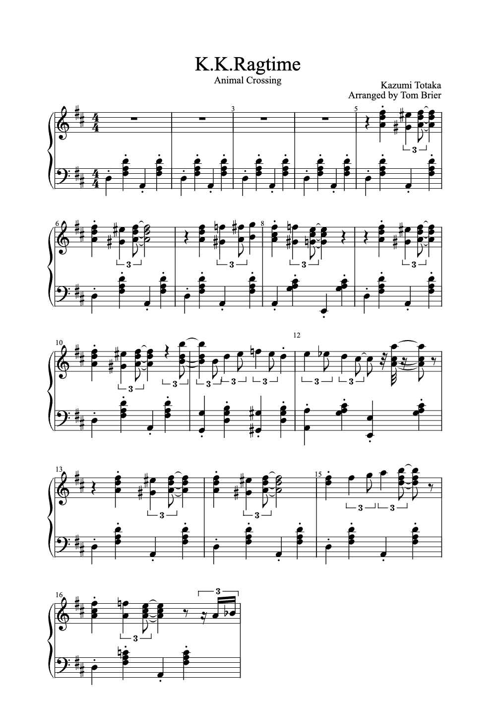 Sheet music preview for K.K. Ragtime