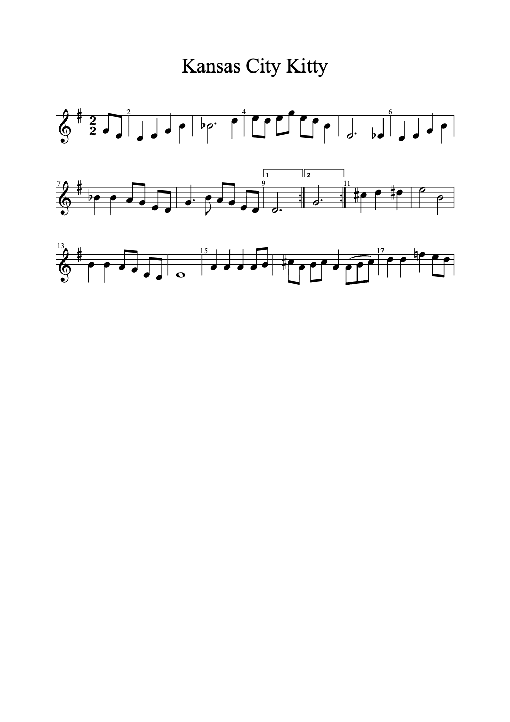 Sheet music preview for Kansas City Kitty