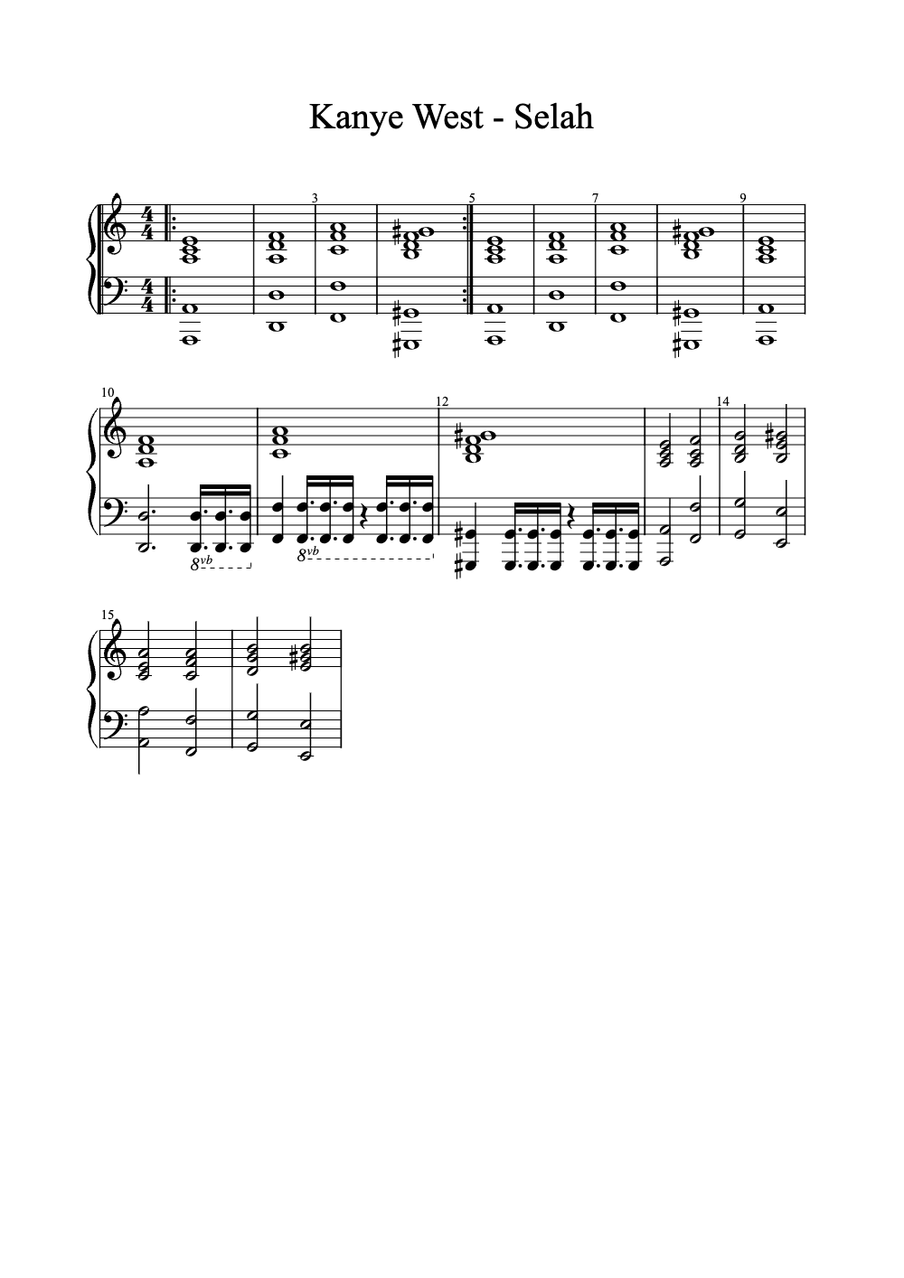Sheet music preview for Selah