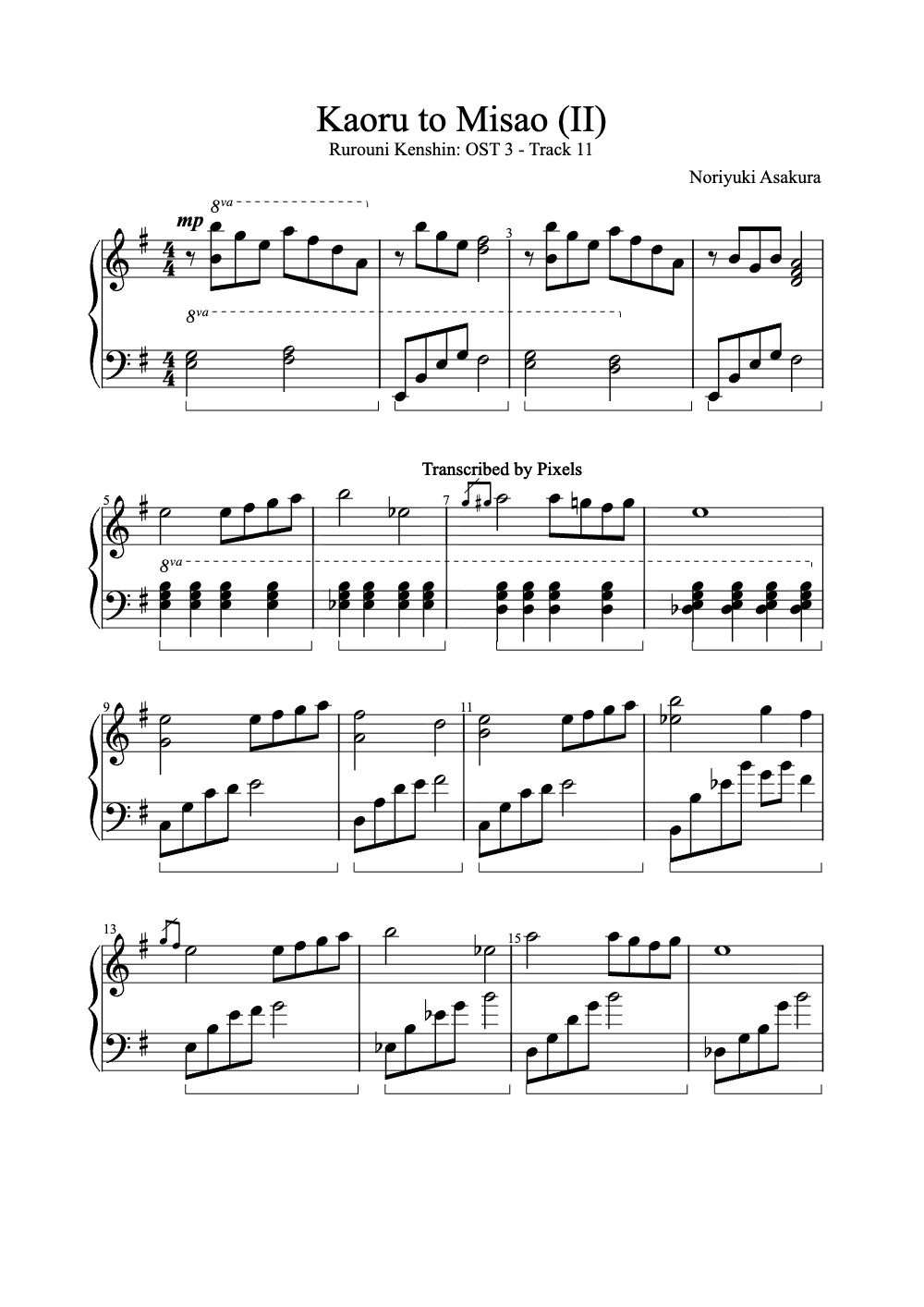 Sheet music preview for Kaoru to Misao (II)