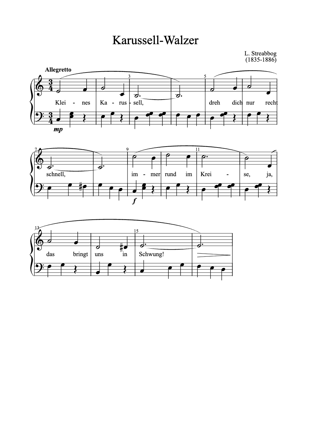 Sheet music preview for Karussell-Walzer