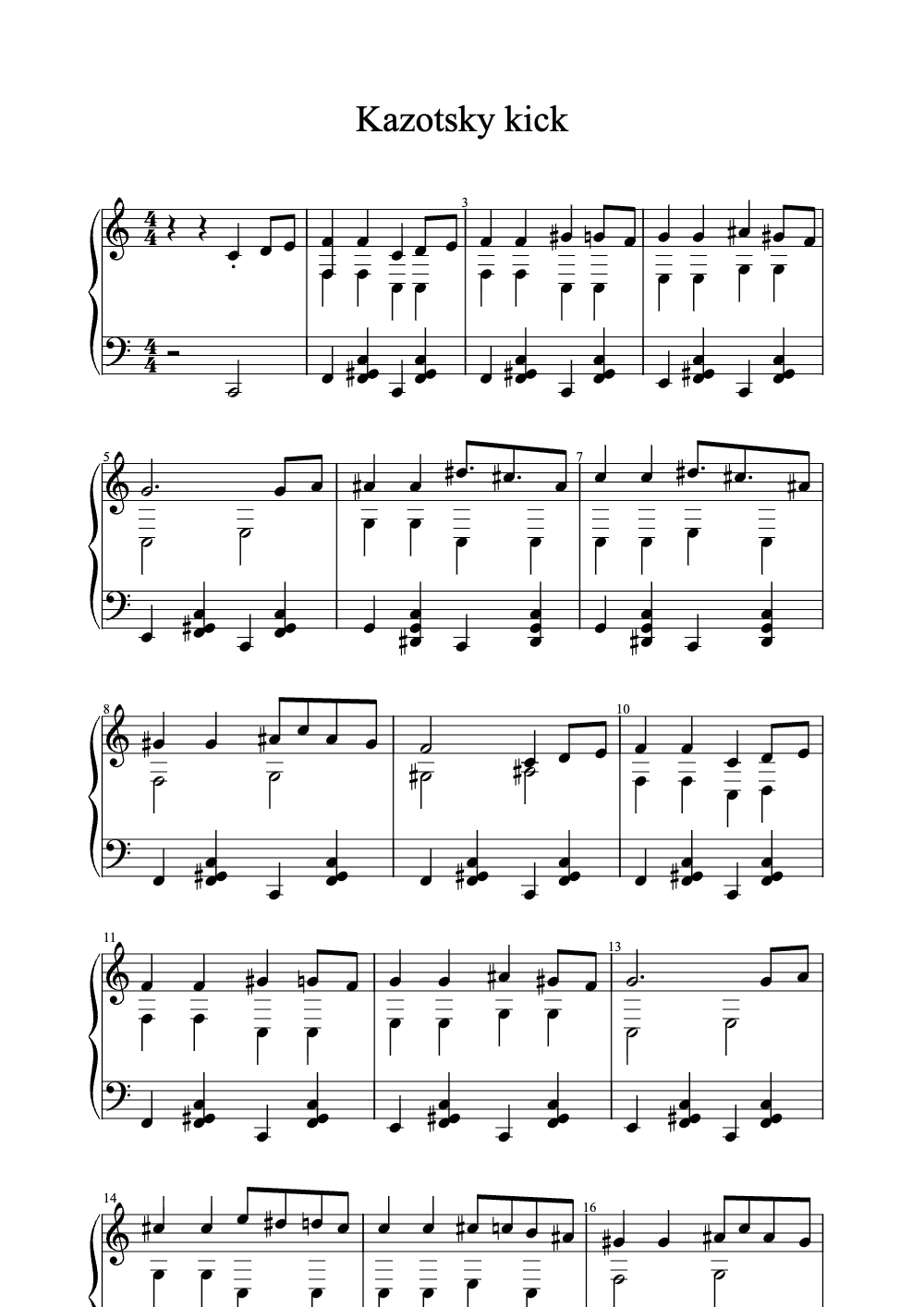 Sheet music preview for Kazotsky Kick