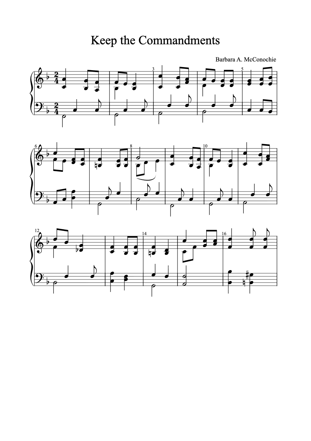 Sheet music preview for Keep the Commandments