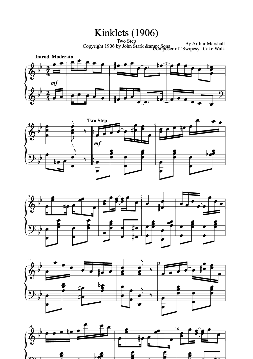 Sheet music preview for Kinklets