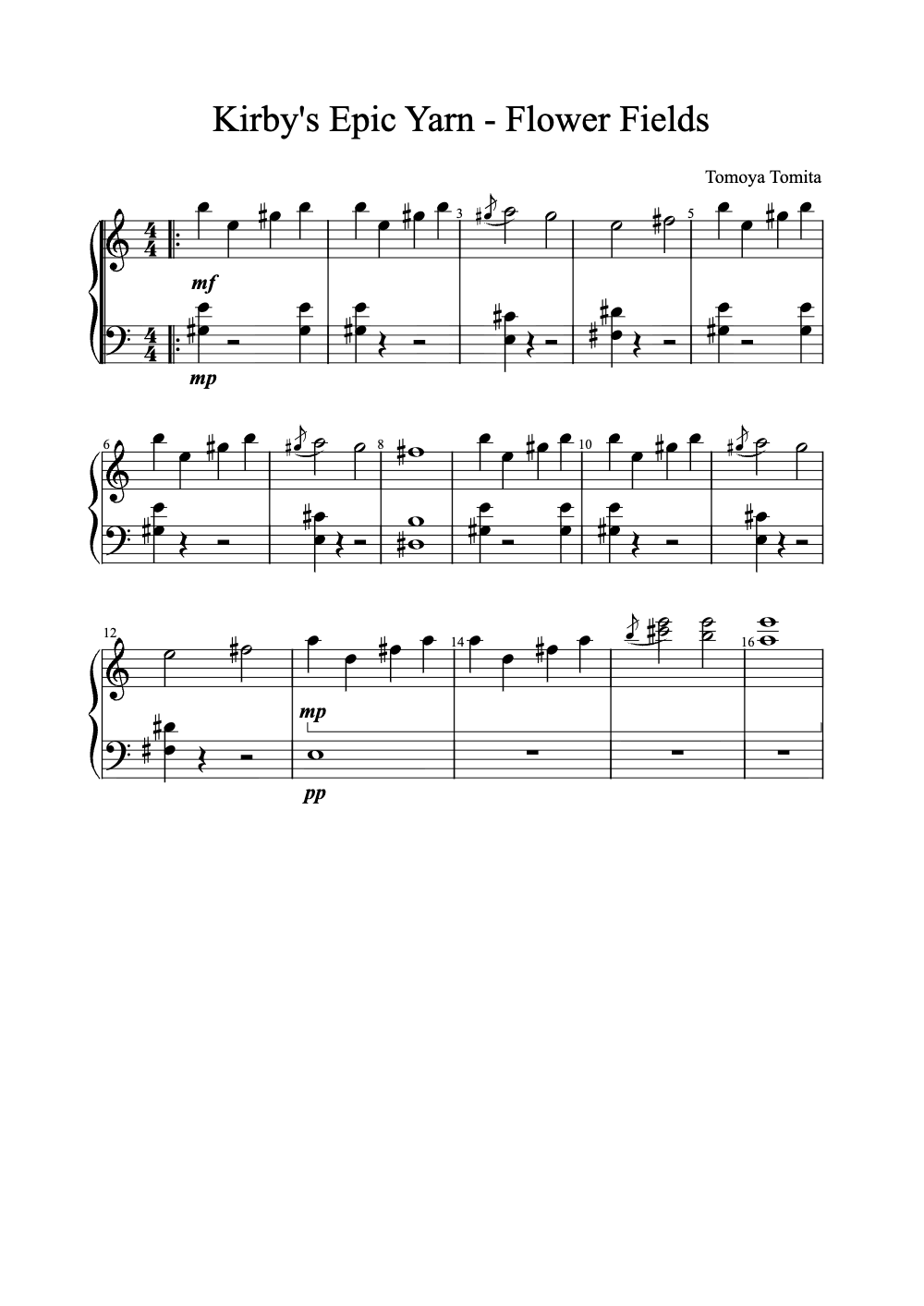 Sheet music preview for Flower Fields