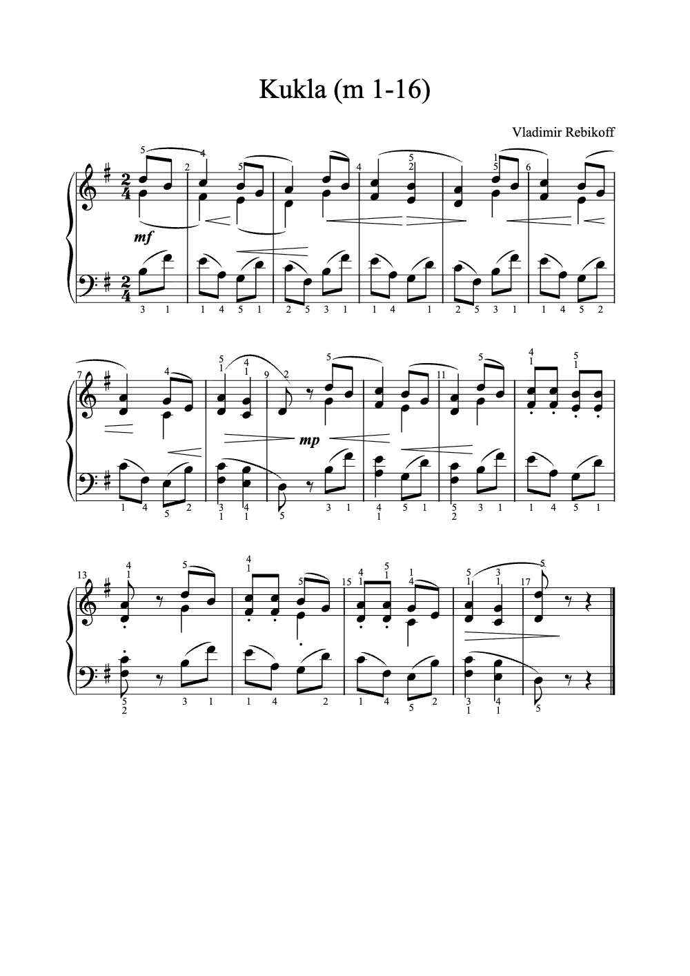 Sheet music preview for Kukla