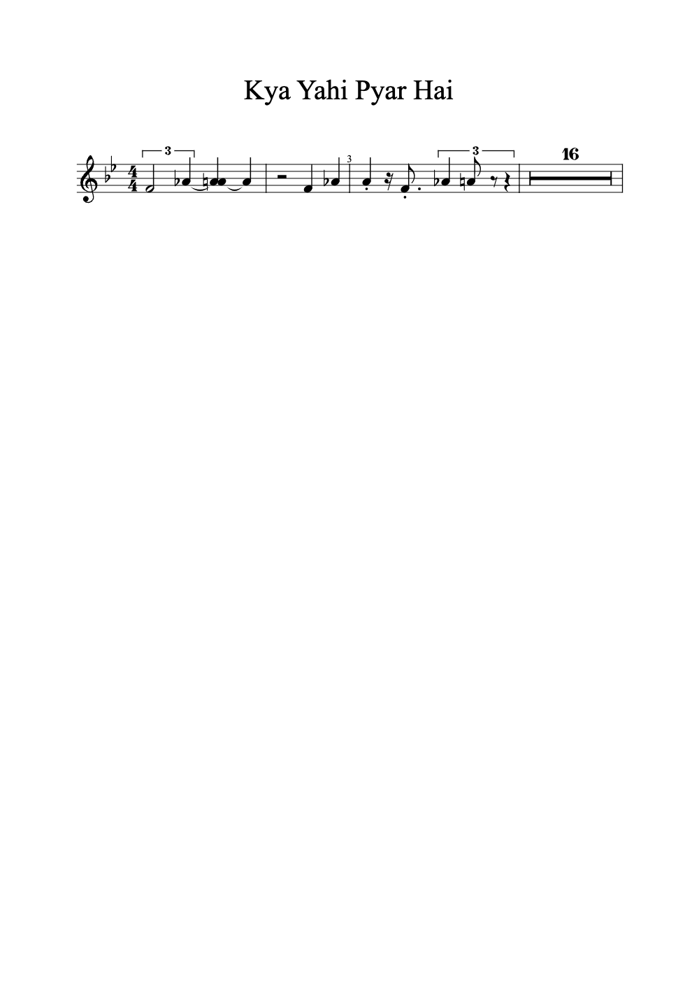 Sheet music preview for Kya Yahi Pyar Hai