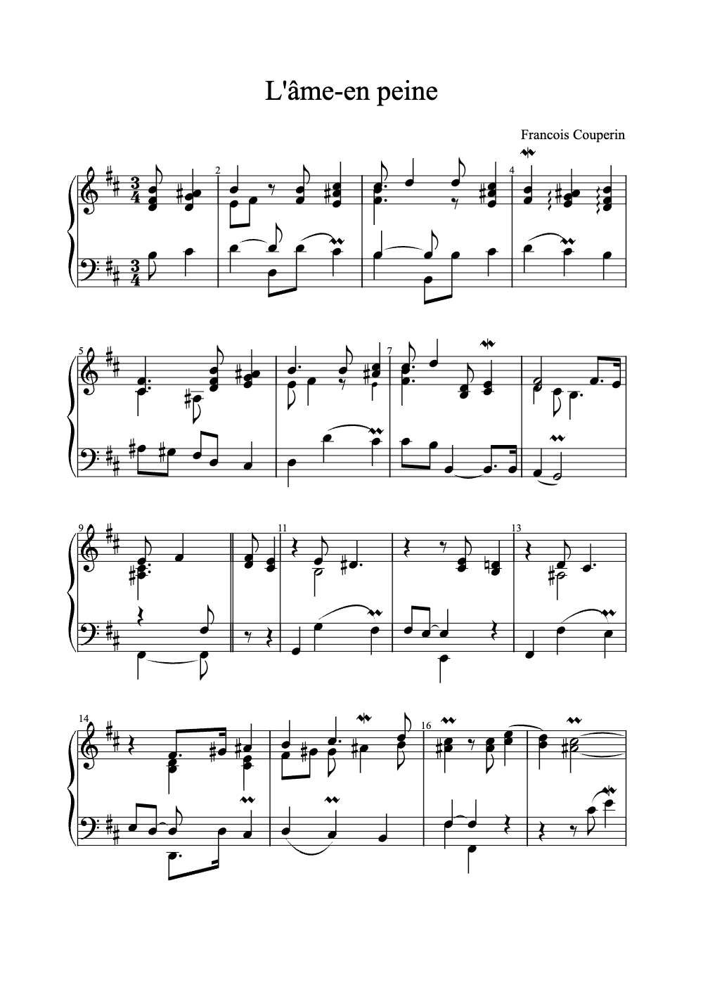 Sheet music preview for L'Âme-en Peine