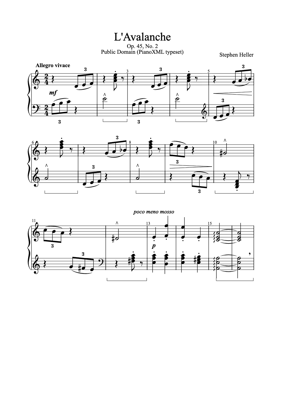 Sheet music preview for L'Avalanche