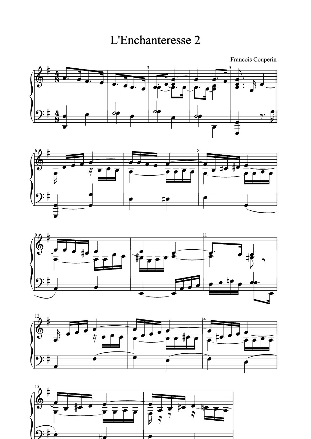 Sheet music preview for L'Enchanteresse