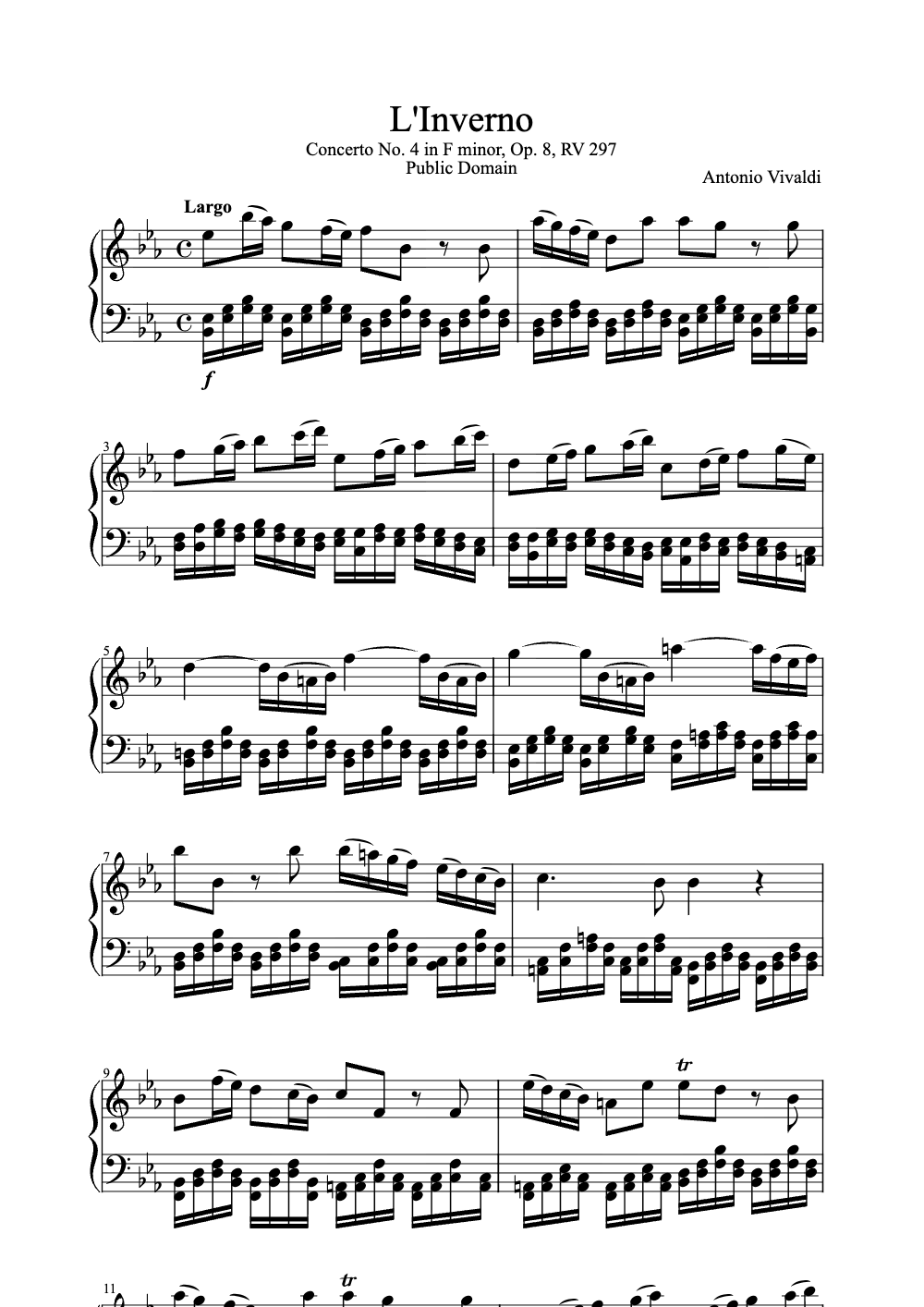 Sheet music preview for L'Inverno