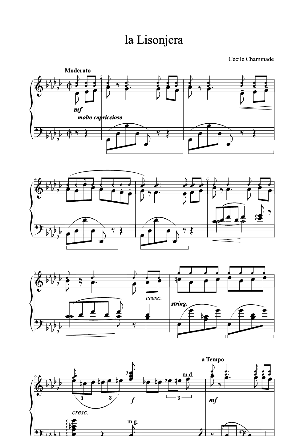 Sheet music preview for La Lisonjera