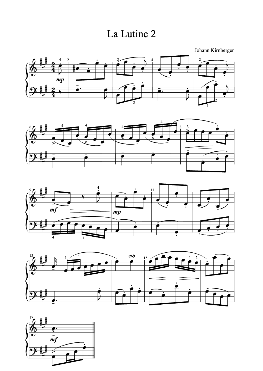 Sheet music preview for La Lutine