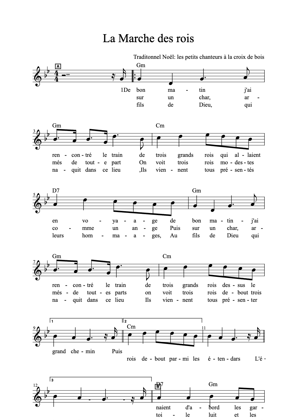 Sheet music preview for La Marche Des Rois