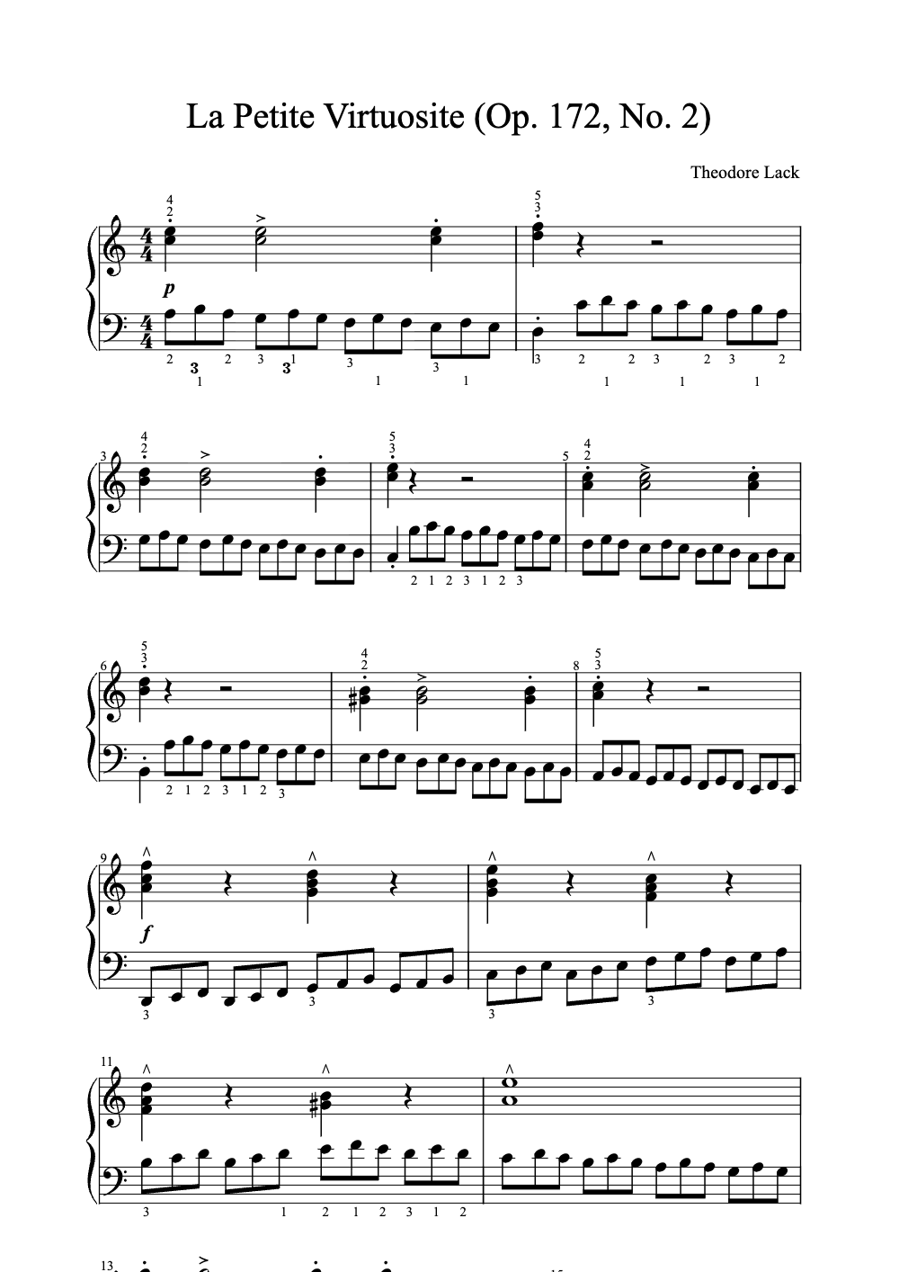 Sheet music preview for La Petite Virtuosité (Op. 172, No. 2)