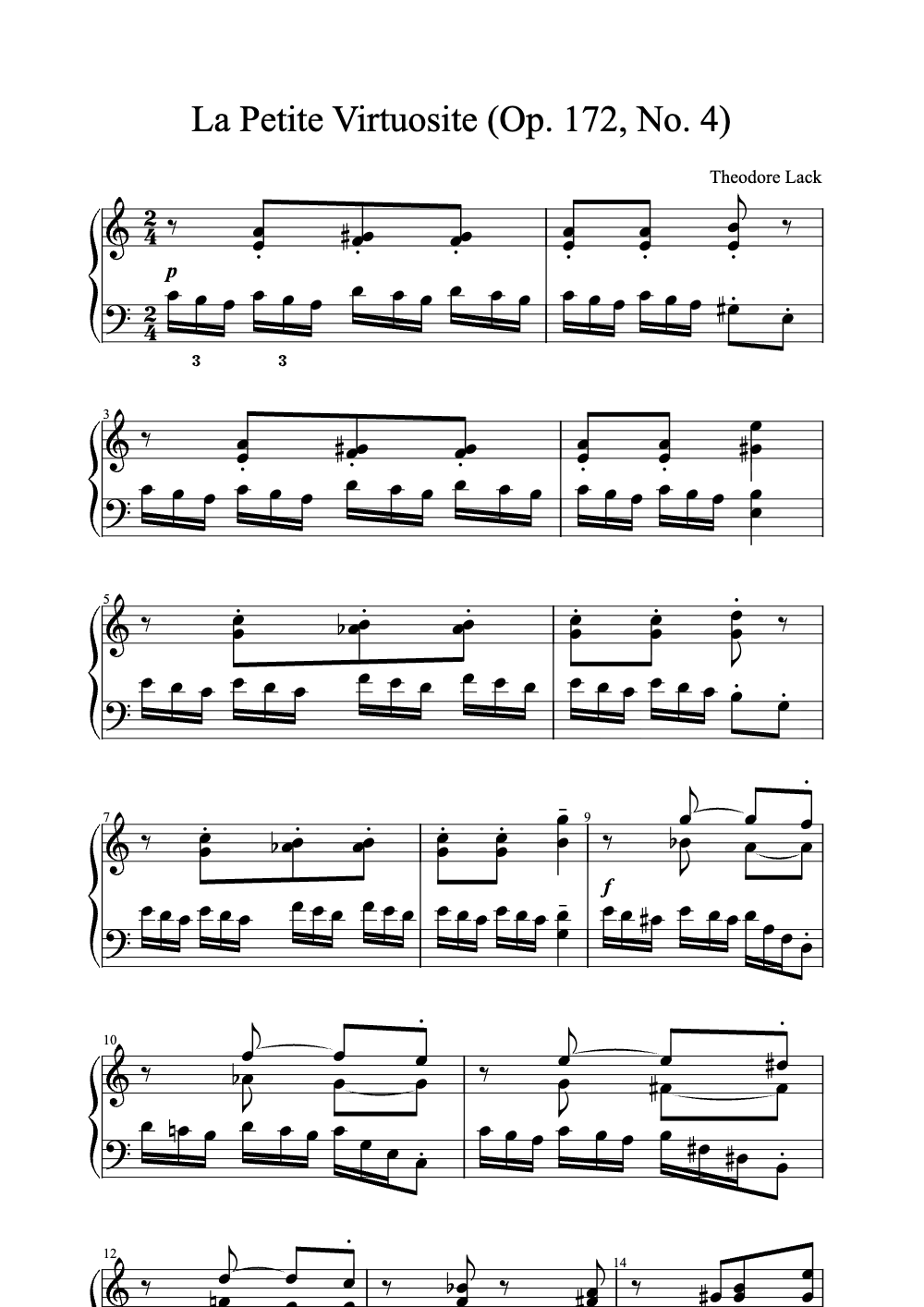 Sheet music preview for La Petite Virtuosité (Op. 172, No. 4)