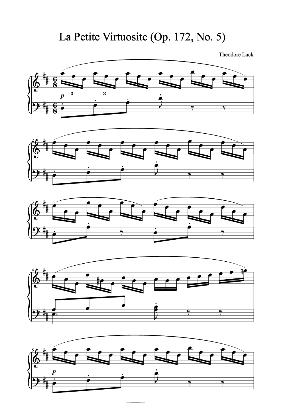 Sheet music preview for La Petite Virtuosité (Op. 172, No. 5)