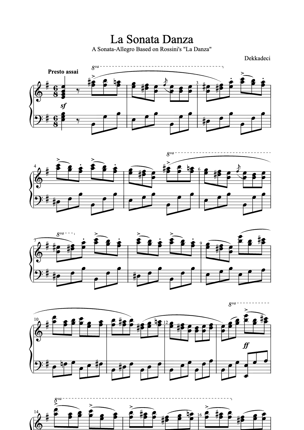 Sheet music preview for La Sonata Danza