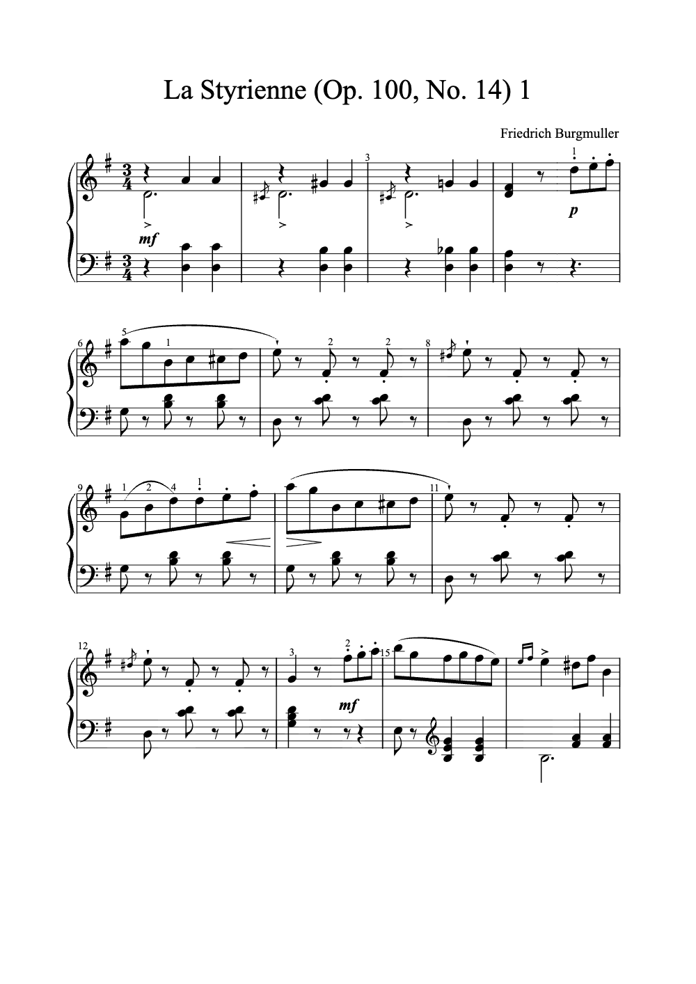 Sheet music preview for La Styrienne