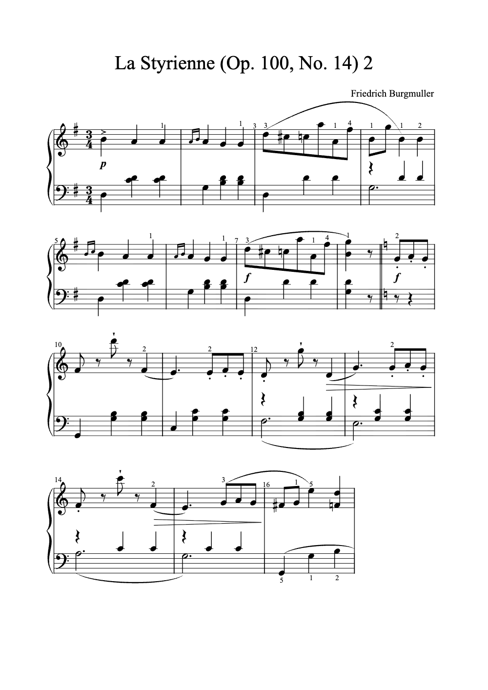 Sheet music preview for La Styrienne