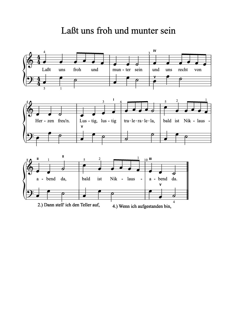 Sheet music preview for Laßt Uns Froh Und Munter Sein
